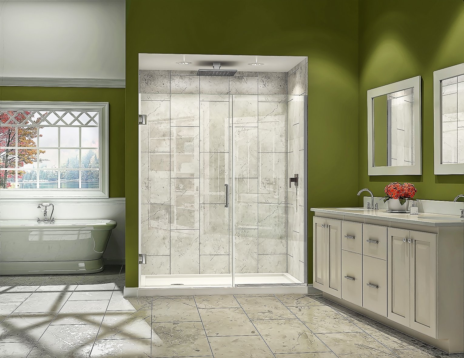 DreamLine Unidoor Plus 45 1/2 - 46 in. W x 72 in. H Frameless Hinged Shower Door in Chrome, SHDR-244557210-01