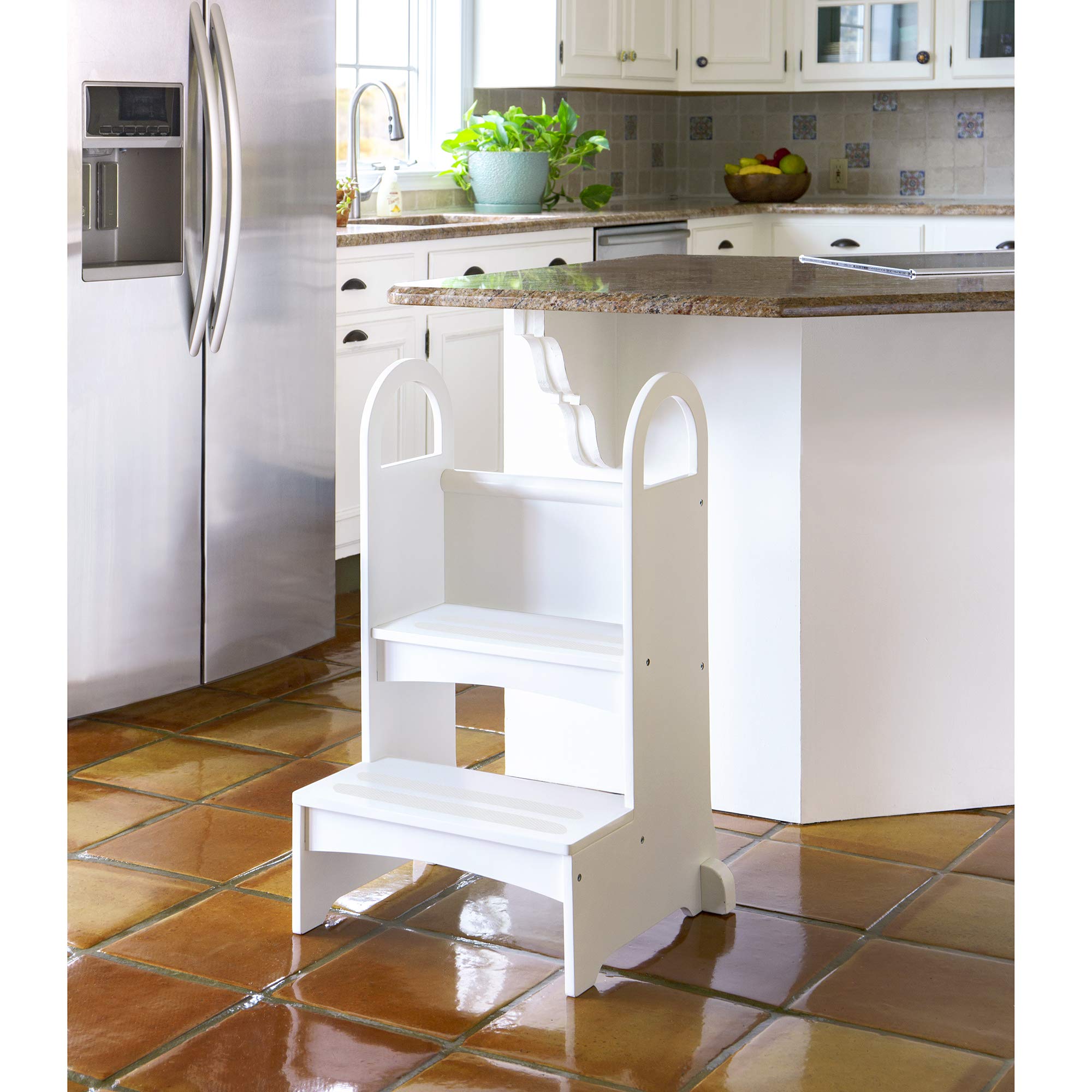 Guidecraft High-Rise Step-Up - White: Two Step Stool with Handles and Safety Non-Slip Treads and Anti-Tip Feet for Kids and Adults- Quality Learning Furniture