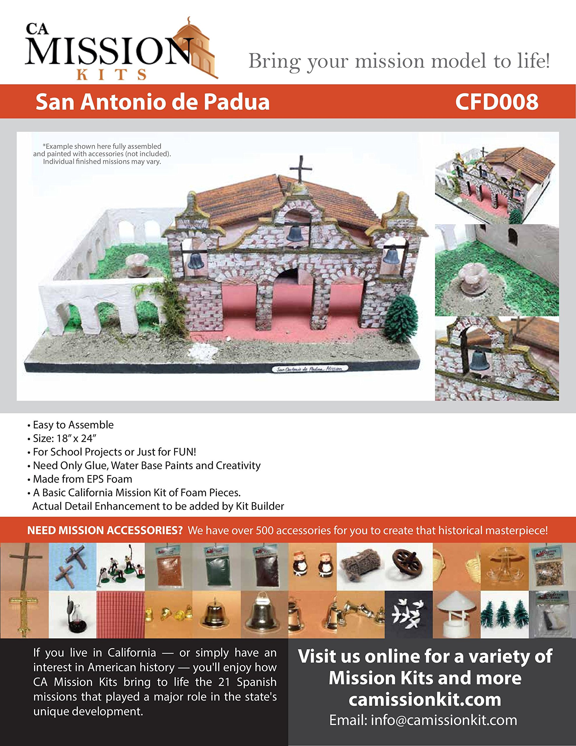 California Mission Model Kit San Antonio De Padua