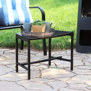 Sunnydaze Outdoor Curved Powder-Coated Black Metal Mesh Fire Pit Bench - Backless - Set of 2