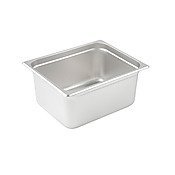 winco spjl-206 steam table pan, half size, 6" deep, standard weight s/s set of 2