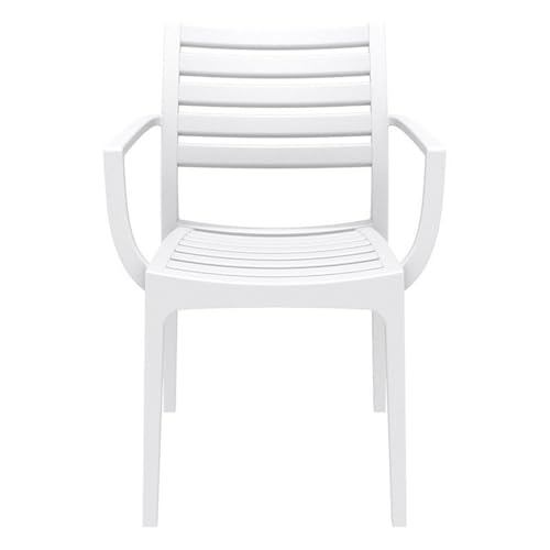 Compamia Artemis Outdoor Patio Dining Arm Chair in White (Set of 2)