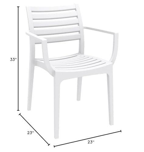 Compamia Artemis Outdoor Patio Dining Arm Chair in White (Set of 2)