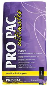 pro pac ultimates puppy chicken meal and brown rice dry dog food, 28 lb