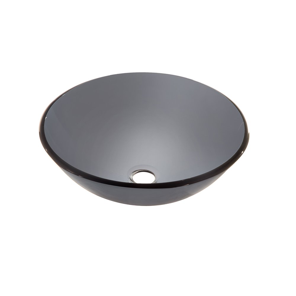 Dawn GVB84027RD Tempered Glass Vessel Sink-Round Shape, Gray