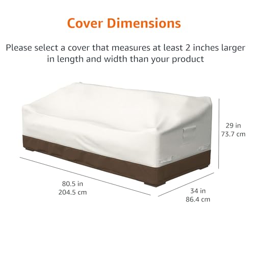 Amazon Basics 3-Seater Outdoor Patio Sofa Cover, Beige/Tan