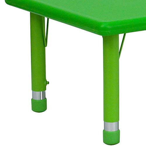 Flash Furniture Rectangular Plastic Height Adjustable Activity Table, 24 x 48, Green