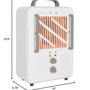 Comfort Glow EUH341 Milkhouse Style Electric Heater 5,200 Btu, White, Length: 7in, Width: 10.25in, Height: 15.5in