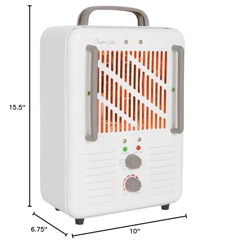 Comfort Glow EUH341 Milkhouse Style Electric Heater 5,200 Btu, White, Length: 7in, Width: 10.25in, Height: 15.5in