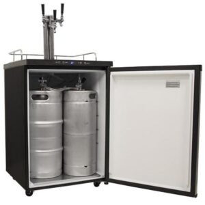 EdgeStar KC3000SSTRIP Full Size Triple Tap Kegerator with Digital Display - Black and Stainless Steel