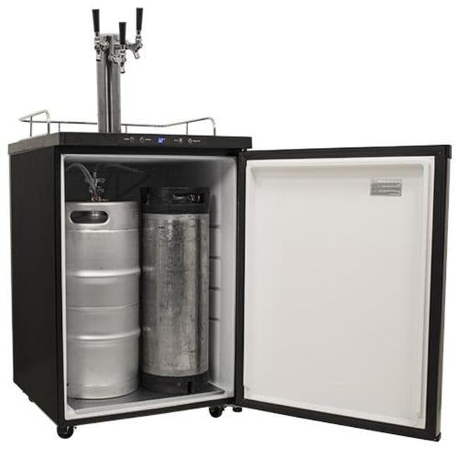 EdgeStar KC3000SSTRIP Full Size Triple Tap Kegerator with Digital Display - Black and Stainless Steel