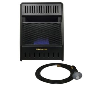 ProCom ML100TBAHR Ventless Propane Gas Blue Flame Space Heater with Thermostat Control for Living Room, Bedroom, Home Office, 10000 BTU, Heats Up to 300 Sq. Ft., Includes Wall Mount, Black