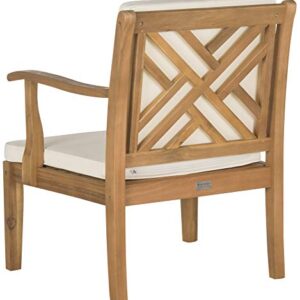 SAFAVIEH Outdoor Living Collection Bradbury 4-Piece Outdoor Living Set, Natural/Beige, Chair: 25.6" x 24.8" x 31.9" Bench: 48.4" x 24.8"