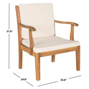 SAFAVIEH Outdoor Living Collection Bradbury 4-Piece Outdoor Living Set, Natural/Beige, Chair: 25.6" x 24.8" x 31.9" Bench: 48.4" x 24.8"