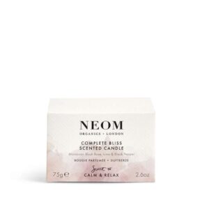 NEOM- Complete Bliss Scented Candle, Travel Size | Blush Rose, Lime & Black Pepper | Essential Oil Aromatherapy Candle | Scent to De-Stress