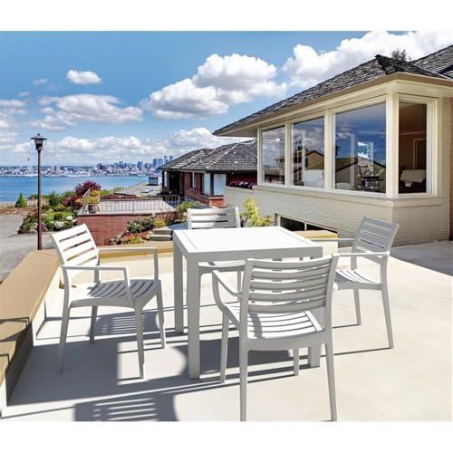 Compamia Artemis Outdoor Patio Dining Arm Chair in White (Set of 2)