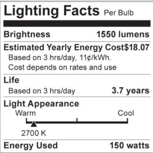 Satco S3004 120-Volt 150-Watt G40 Medium Base Light Bulb, Gloss White - 2 Pack