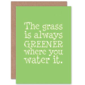 wee blue coo grass always greener water it green spring birthday sealed greeting card plus envelope blank inside