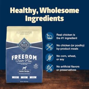 Blue Buffalo Freedom Grain-Free Senior Dry Dog Food, Provides Energy To Stay Active, Made in the USA with Natural Ingredients, Chicken & Potatoes, 11-lb. Bag