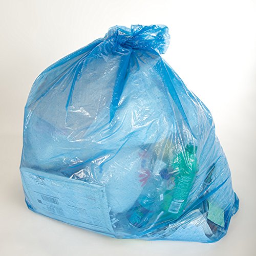 Green Core 70% PCW Recycled Blue Recycling Bags - 50 Gallon (Case of 100)