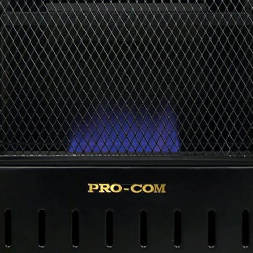 ProCom ML100TBAHR Ventless Propane Gas Blue Flame Space Heater with Thermostat Control for Living Room, Bedroom, Home Office, 10000 BTU, Heats Up to 300 Sq. Ft., Includes Wall Mount, Black