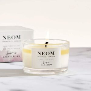 NEOM- Complete Bliss Scented Candle, Travel Size | Blush Rose, Lime & Black Pepper | Essential Oil Aromatherapy Candle | Scent to De-Stress