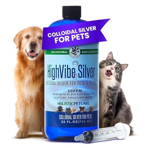 HighVibe Silver-Colloidal Silver for Pets 32 oz-Colloidal Silver Dogs, Colloidal Silver Cats