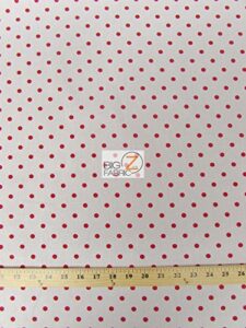 white/red small polka dots print poly cotton fabric 58"/59" width sold by the yard (p93)