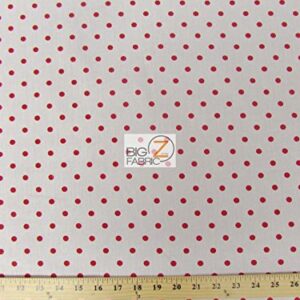 WHITE/RED SMALL POLKA DOTS PRINT POLY COTTON FABRIC 58"/59" WIDTH SOLD BY THE YARD (P93)