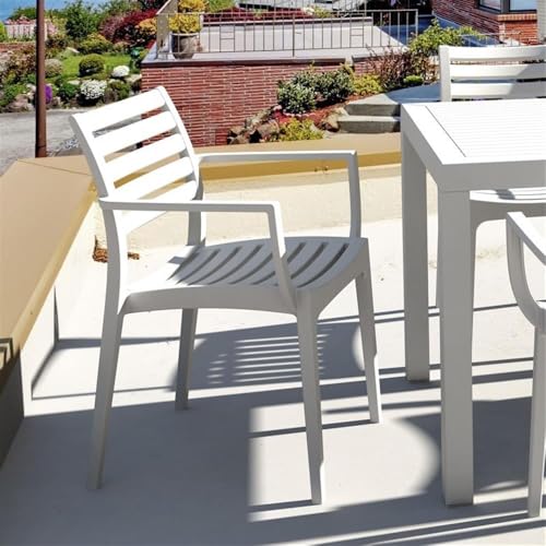 Compamia Artemis Outdoor Patio Dining Arm Chair in White (Set of 2)