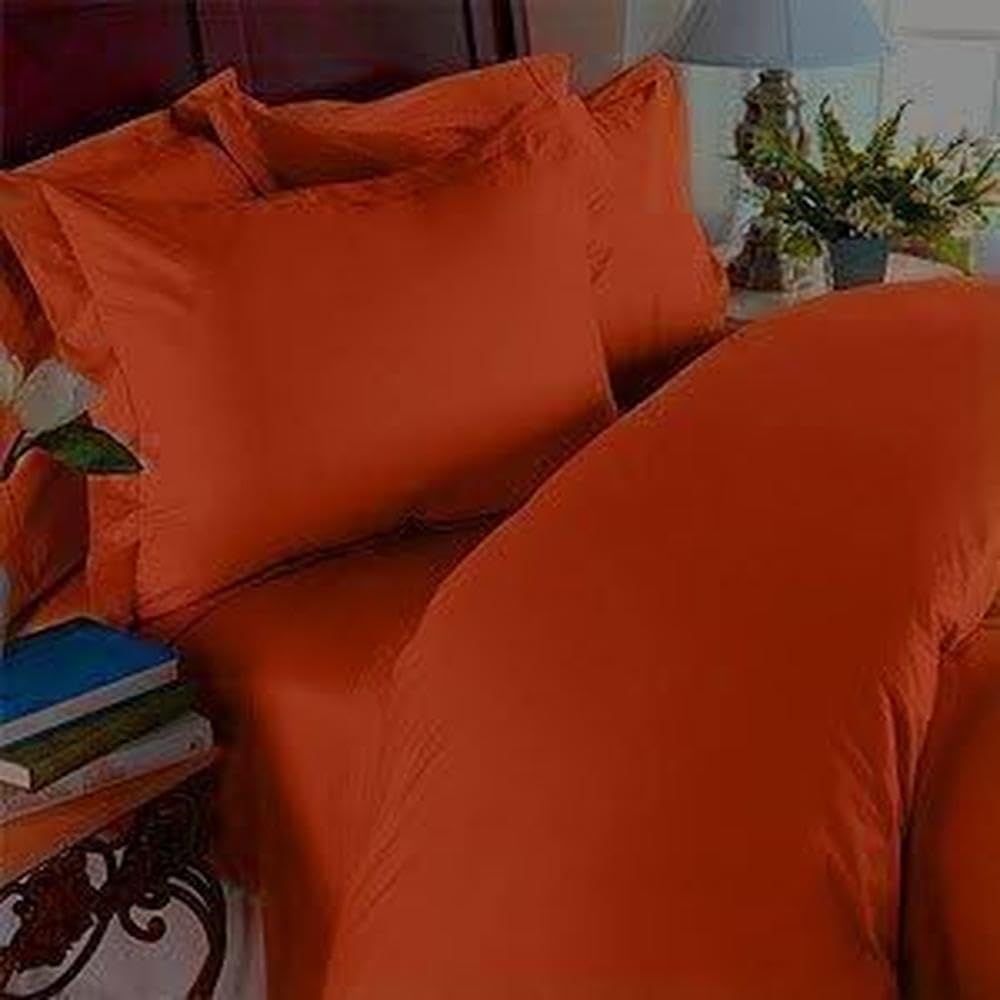 Elegance Linen 1500 Thread Count Wrinkle Resistant Ultra Soft Luxurious Egyptian Quality 2pc Duvet Cover Set, Solid, Twin/XL, Rust