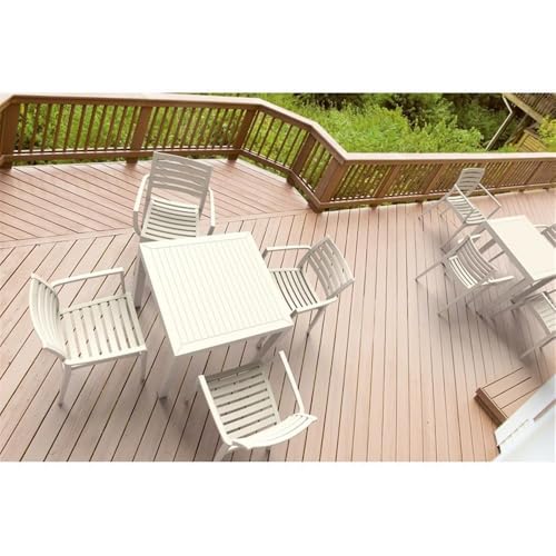 Compamia Artemis Outdoor Patio Dining Arm Chair in White (Set of 2)