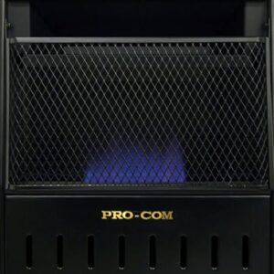 ProCom ML100TBAHR Ventless Propane Gas Blue Flame Space Heater with Thermostat Control for Living Room, Bedroom, Home Office, 10000 BTU, Heats Up to 300 Sq. Ft., Includes Wall Mount, Black