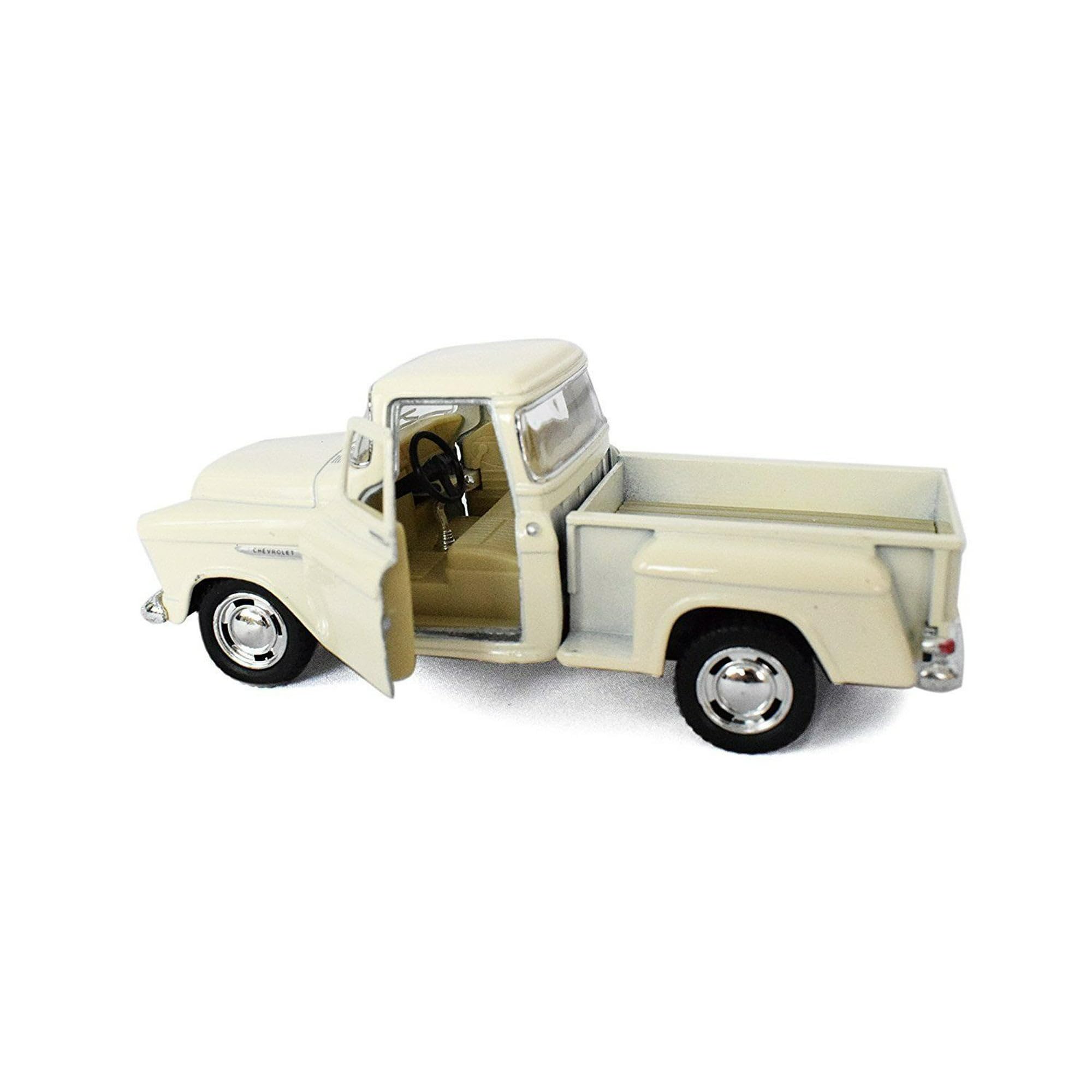 KiNSMART 1955 Chevy Stepside Pick-Up 1:32 Scale Pullback Action White Trucks