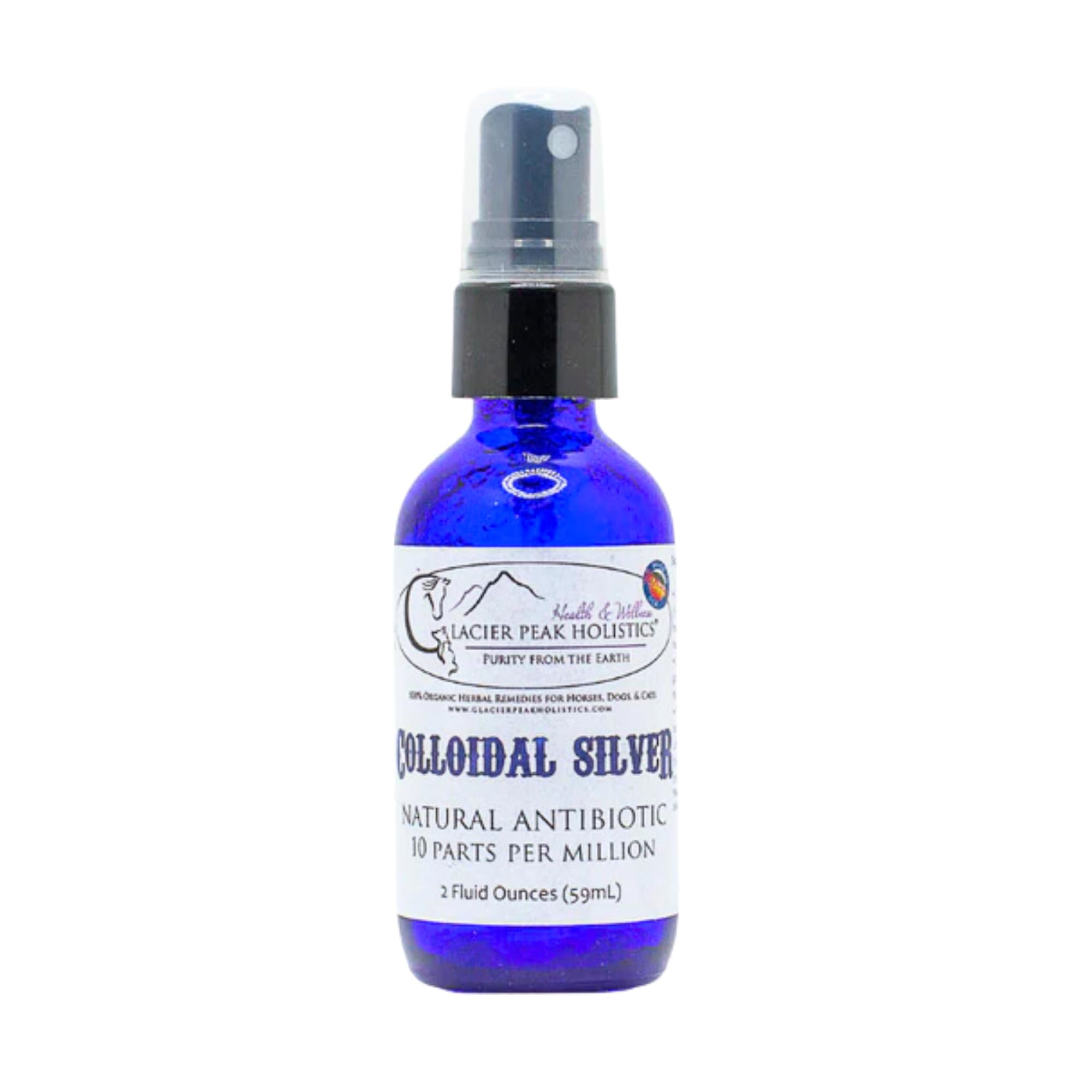 Glacier Peak Holistics Colloidal Silver - Natural Antibiotic Spray for Dogs & Cats, Internal & External for Anti-Itch and Infection in Pets - 2oz