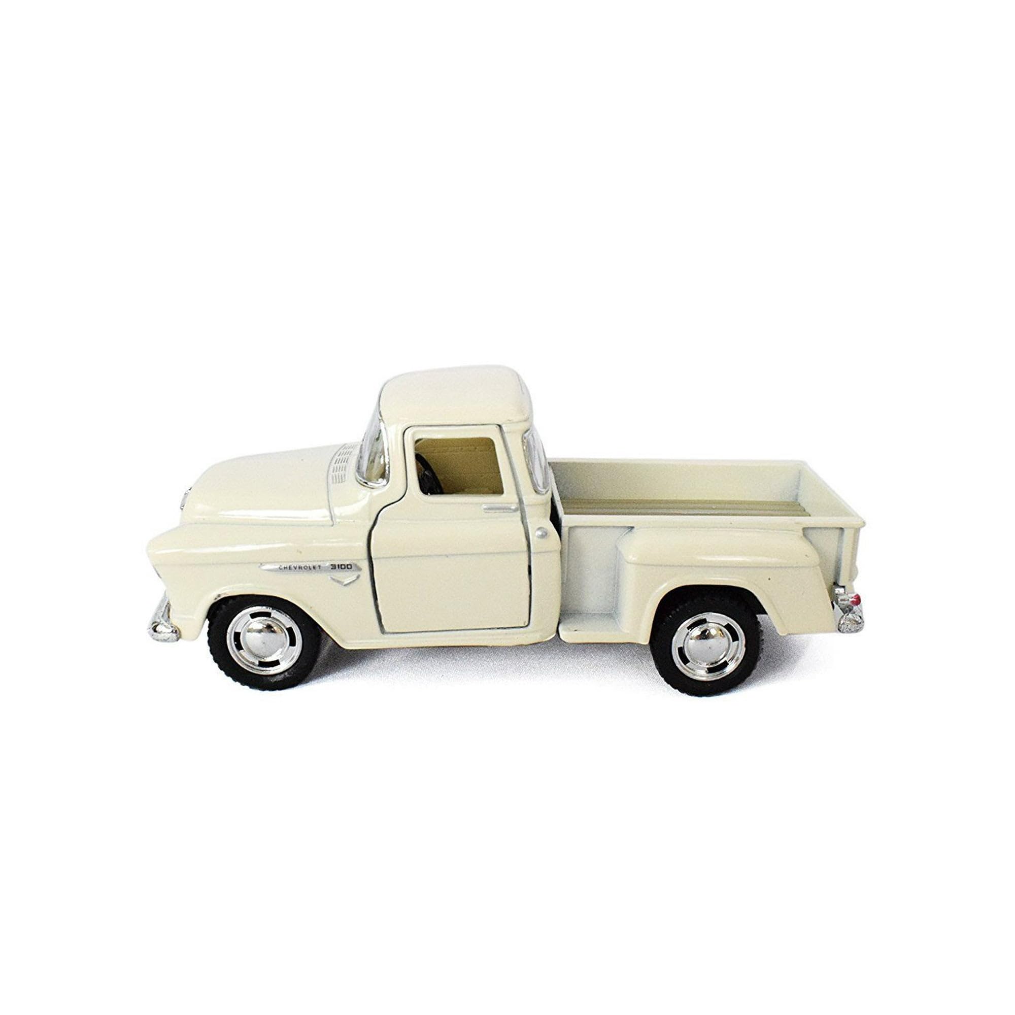 KiNSMART 1955 Chevy Stepside Pick-Up 1:32 Scale Pullback Action White Trucks