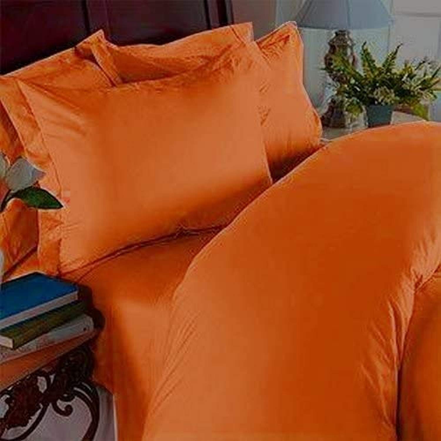 Elegant Comfort 1500 Thread Count - Wrinkle Resistant - Egyptian Quality 2pc Duvet Cover Set, Solid, Twin/Twin XL, Elite Orange