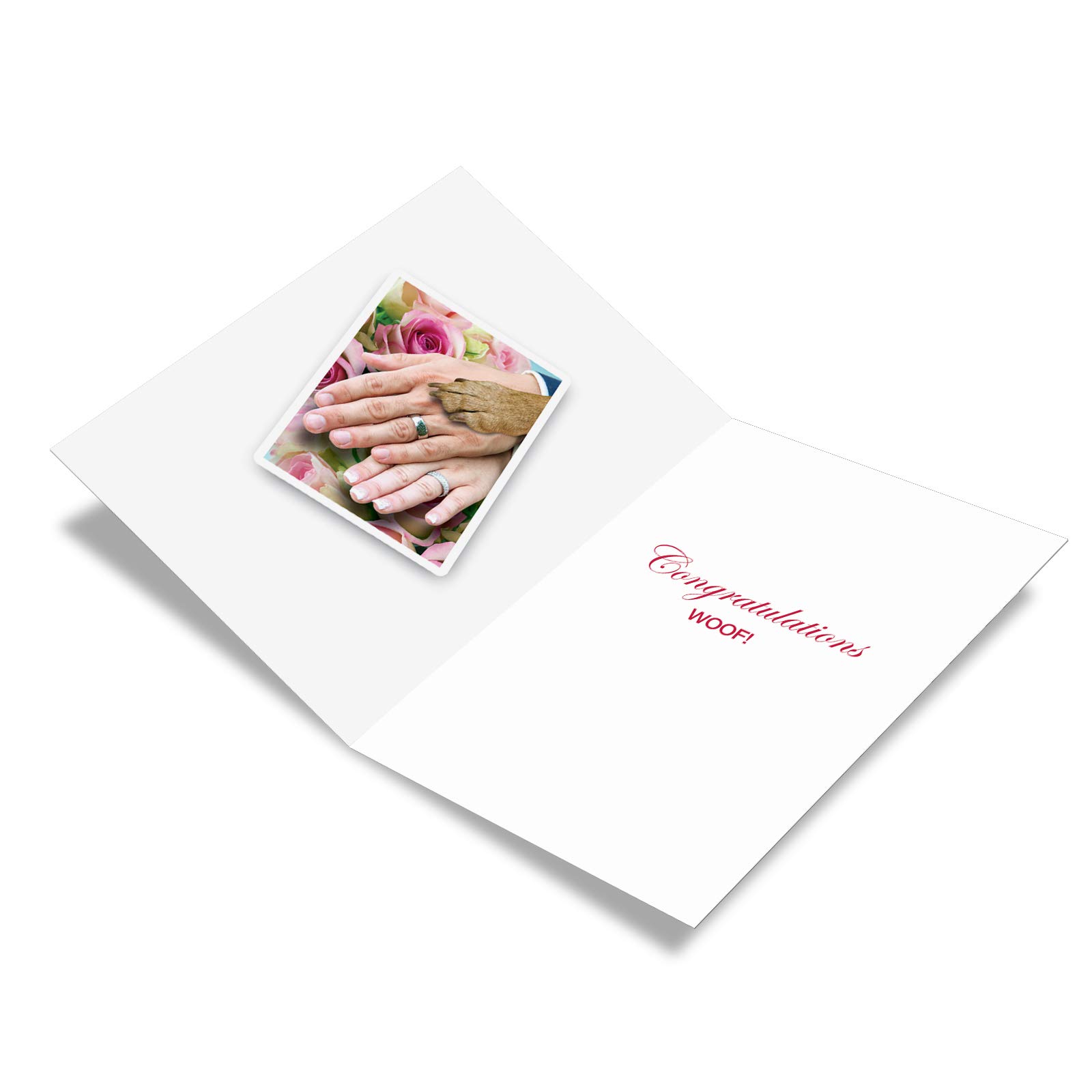 NobleWorks Funny Wedding Congratulations Greeting Card with 5 x 7 Inch Envelope (1 Card) Congrats, Man, Woman - Thank You Hands And Dog Paw 9027