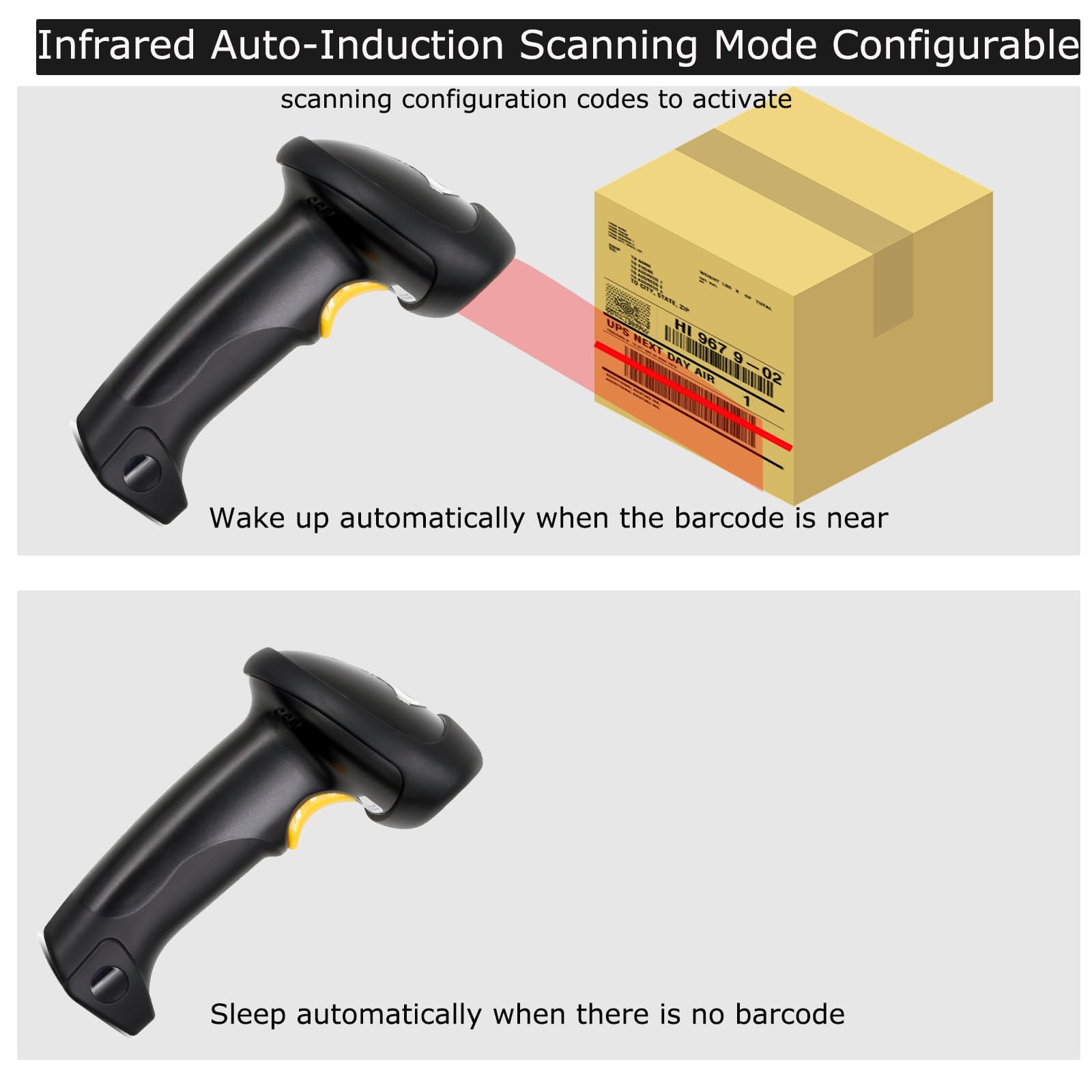 TEEMI Wireless Barcode Scanner Handheld Automatic 1D Laser Rechargeable Bar Code Reader USB Plug and Play with 2.4G Receiver for Windows PC Mac OS Linux (No stand)