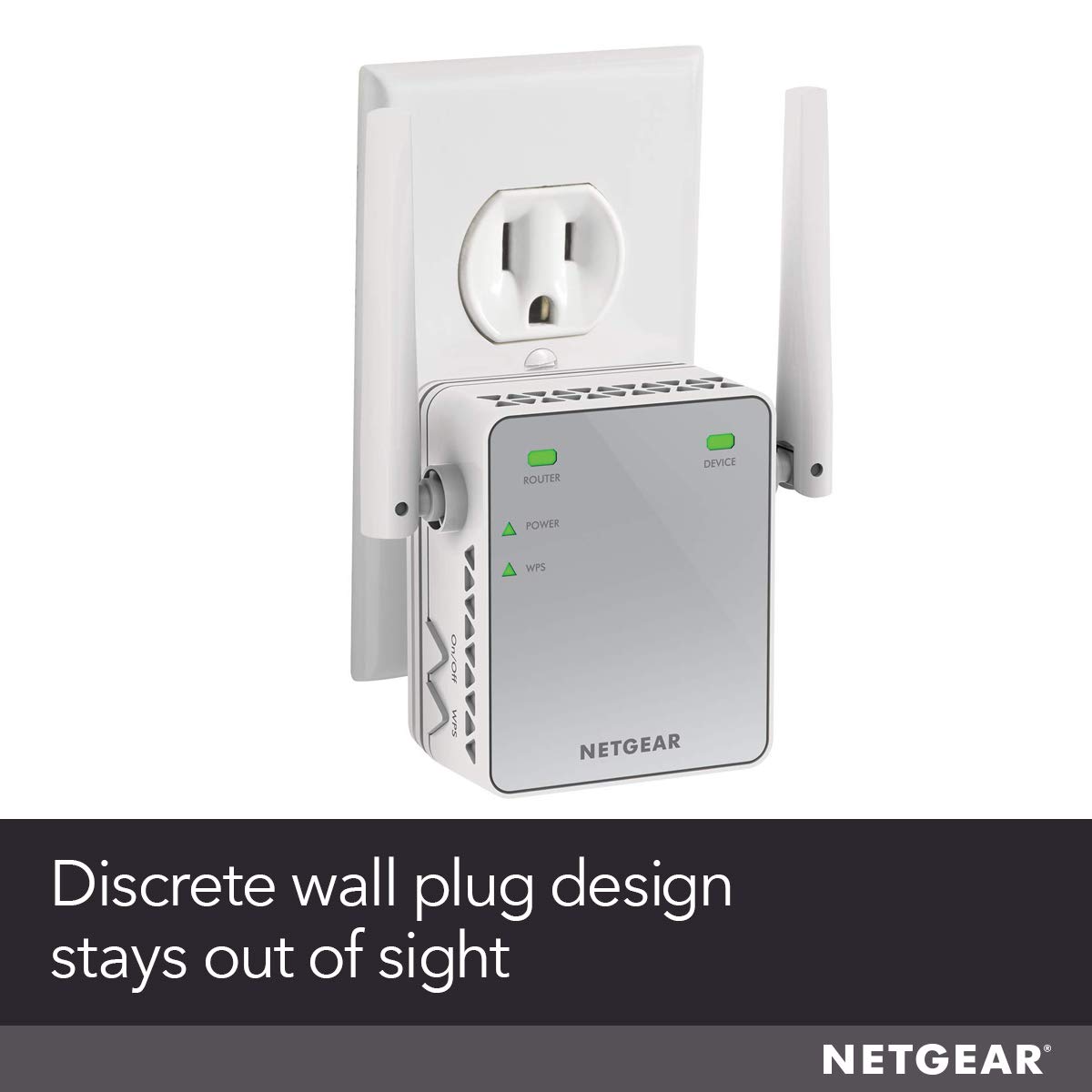 NETGEAR Wi-Fi Range Extender EX2700 - Coverage Up to 800 Sq Ft and 10 devices with N300 Wireless Signal Booster & Repeater (Up to 300Mbps Speed), and Compact Wall Plug Design