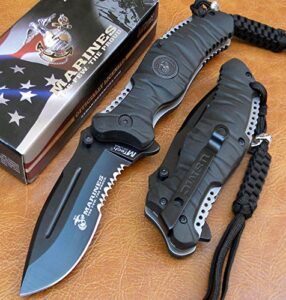 usmc marines tactical reaper spring assisted opening pocket folder knife m-a-1020bk