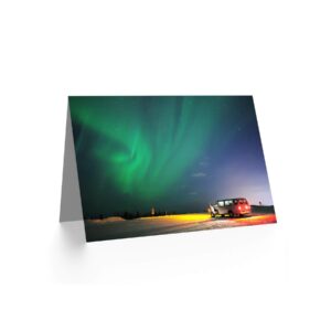 Wee Blue Coo Northern Lights Camper Van Night Green Aurora Birthday Sealed Greeting Card Plus Envelope Blank inside