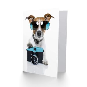 Wee Blue Coo Cool Jack Russell Dog Camera Photo Sunglasses Birthday Sealed Greeting Card Plus Envelope Blank inside