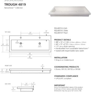 Handcrafted Rectangular Bath Sink in Pearl