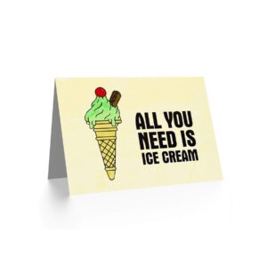 Wee Blue Coo ALL YOU NEED IS ICE CREAM CUTE COOL RETRO BLANK GREETINGS BIRTHDAY CARD