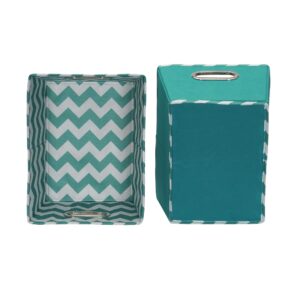 Household Essentials 70-1 Small Tapered Decorative Storage Bins | 2 Pack Set Cubby Baskets | Aqua Chevron