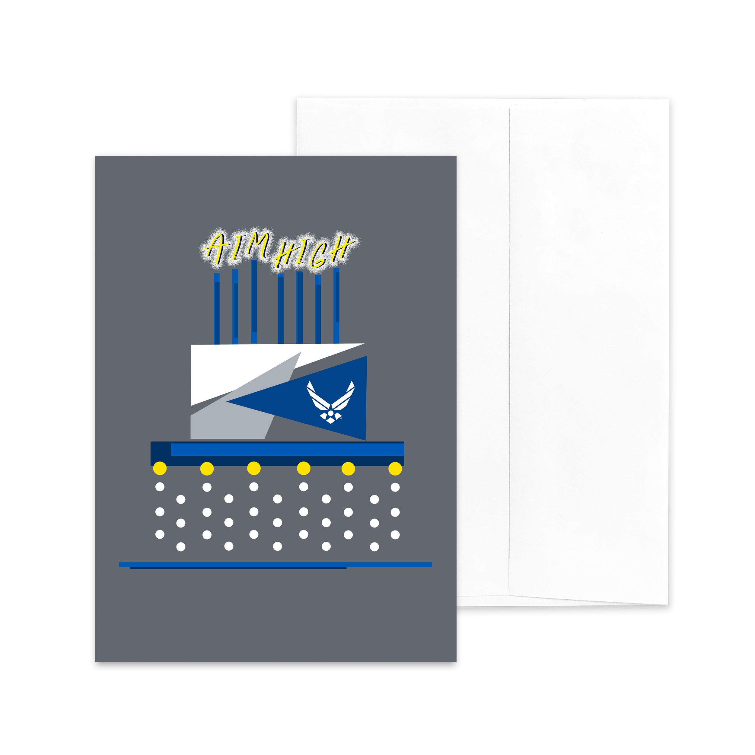 2MyHero - US Air Force - Military Happy Birthday Greeting Card With Envelope - 5" x 7" - Celebration Cake