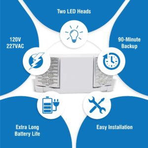 Ciata Led Emergency Lights with Battery Backup, for Home Power Failure, Hardwired with Adjustable Heads, Backup Battery, Emergency Lights for Business, Indoor Emergency Lights