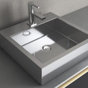 Cantrio MS-005 Above Mount Bathroom Sink, 17.62 x 17.62-Inch