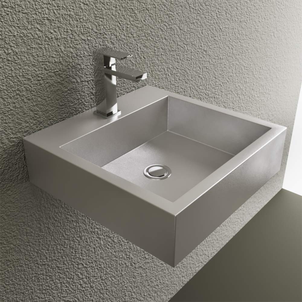 Cantrio MS-005 Above Mount Bathroom Sink, 17.62 x 17.62-Inch